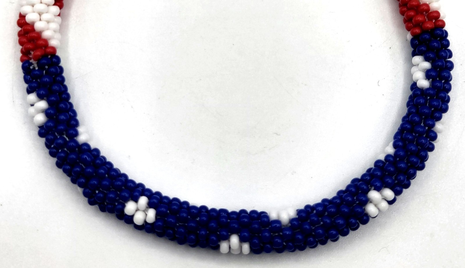 24 PCS WHOLESALE NEPAL Glass Seed Bead American Flag Beaded Crochet Bracelets