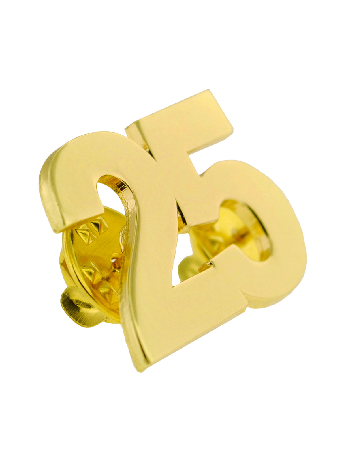 PinMart’s Number Twenty Five 25 Anniversary 25th Birthday Shiny Gold Lapel Pin