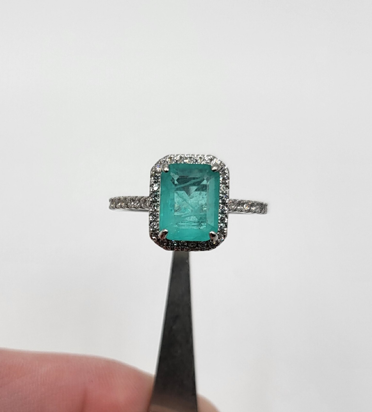 2.5 Ct Paraiba Tourmaline Ring Halo Ring 925 Sterling Silver Engagement Size 6