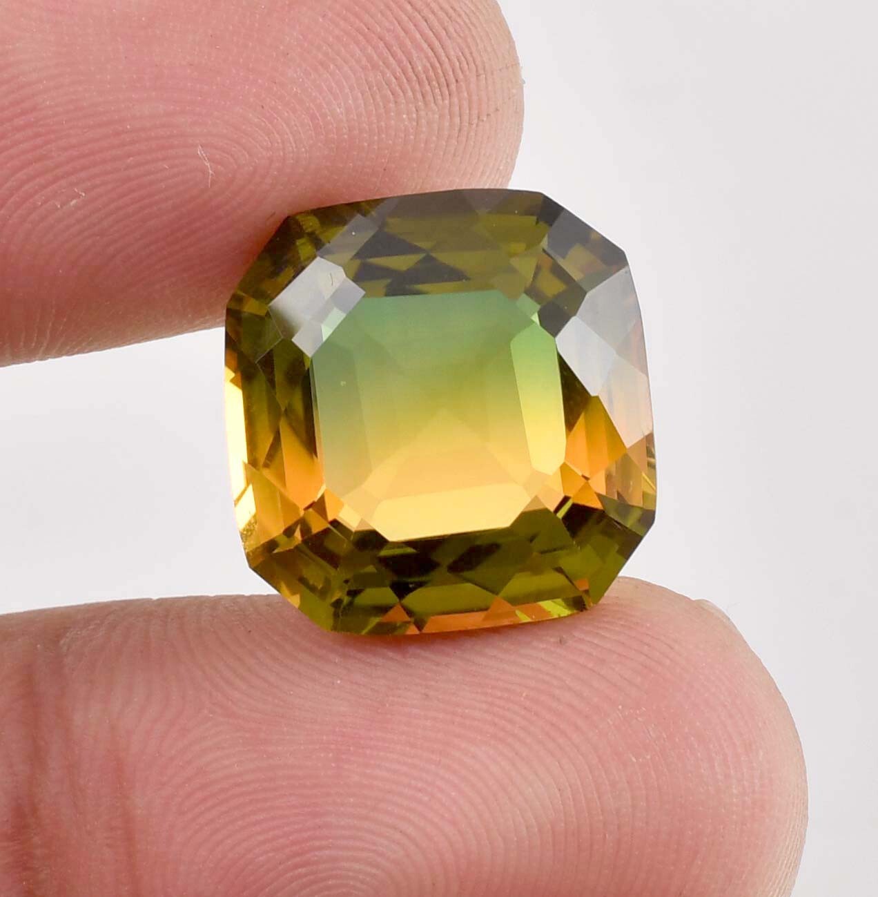Flawless Natural Bi-Color Yellow Green Tourmaline (GIT Certified) Loose Gemstone