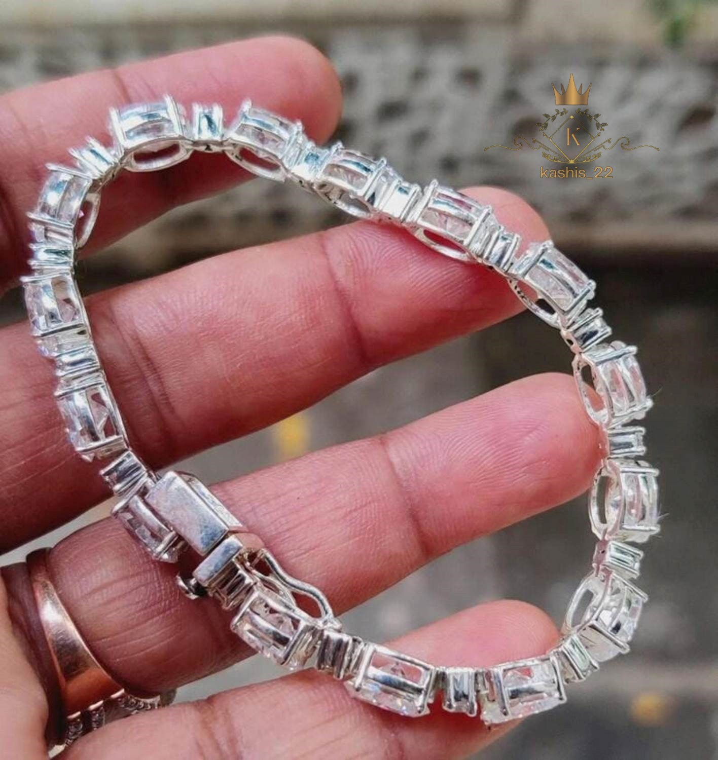7′ Inch Long Tennis Wedding Bracelet Solid 14K White Gold Oval & Round Cut 7 CT