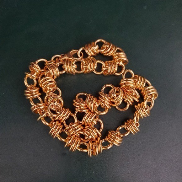 Bronze Milor Italy Gold Tone Loop Necklace Everyday Wear to Dressy