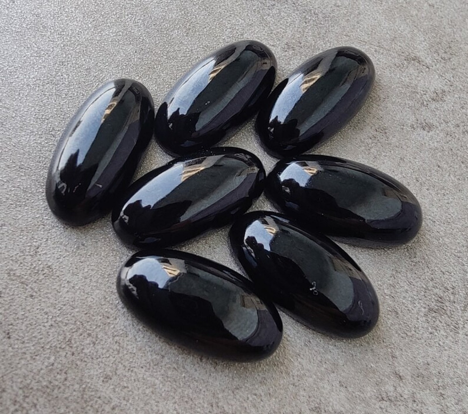 Natural Black Onyx Long Oval Cabochon AAA Grade Loose Gemstone