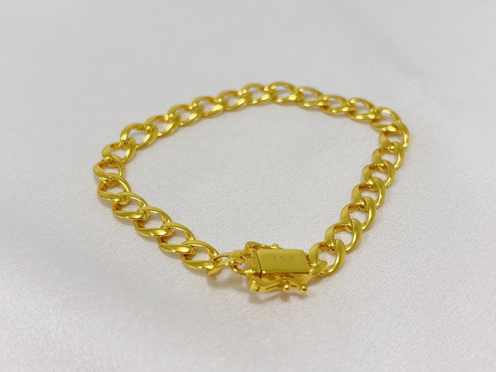 18K Yellow Gold Solid Cuban Link Chain Bracelet 8mm 8″ Unisex for Men Women