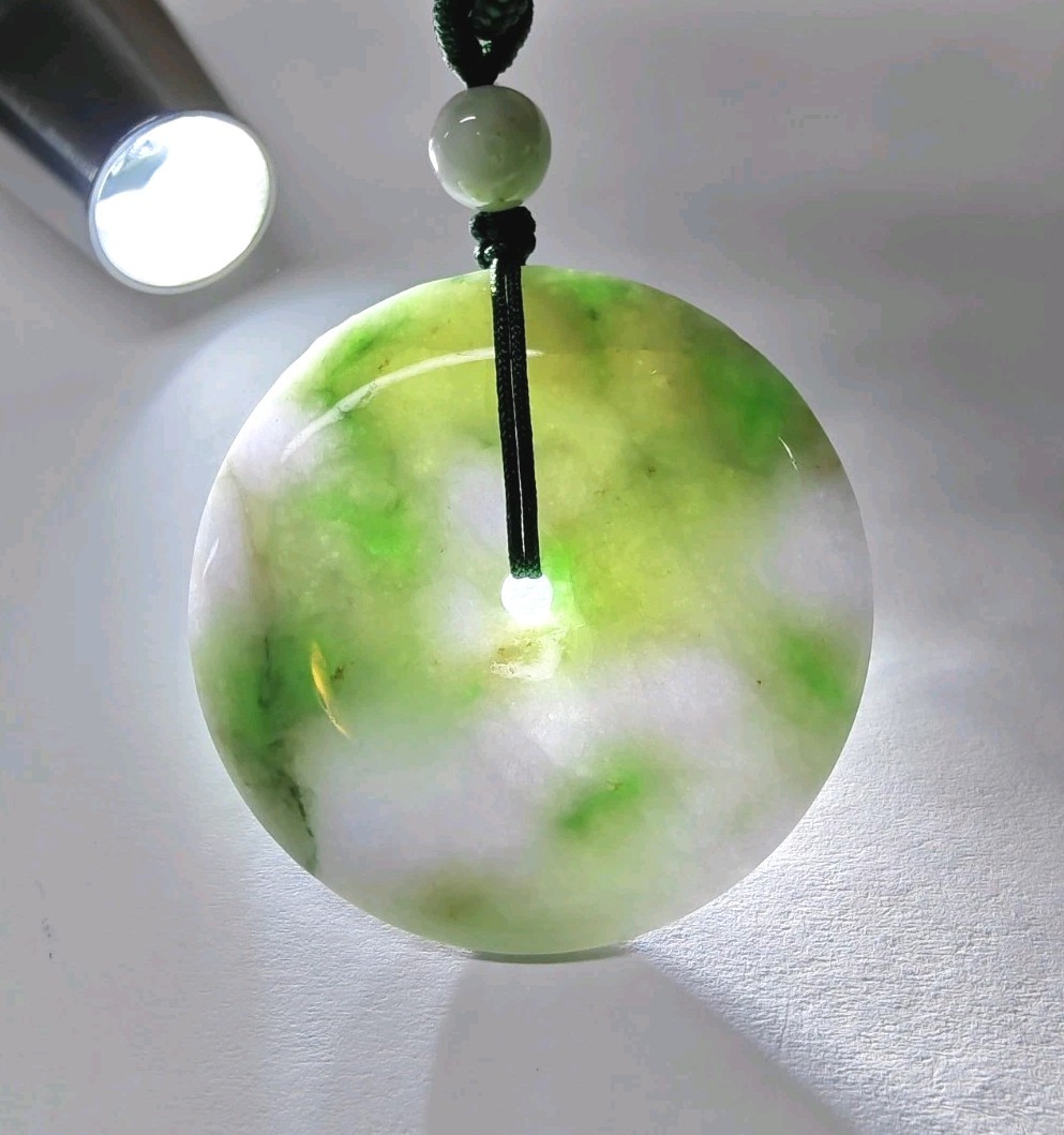 Certificated Jade Donut Pendant Green Round Circle Natural Jadeite hole玉环平安扣翡翠A货