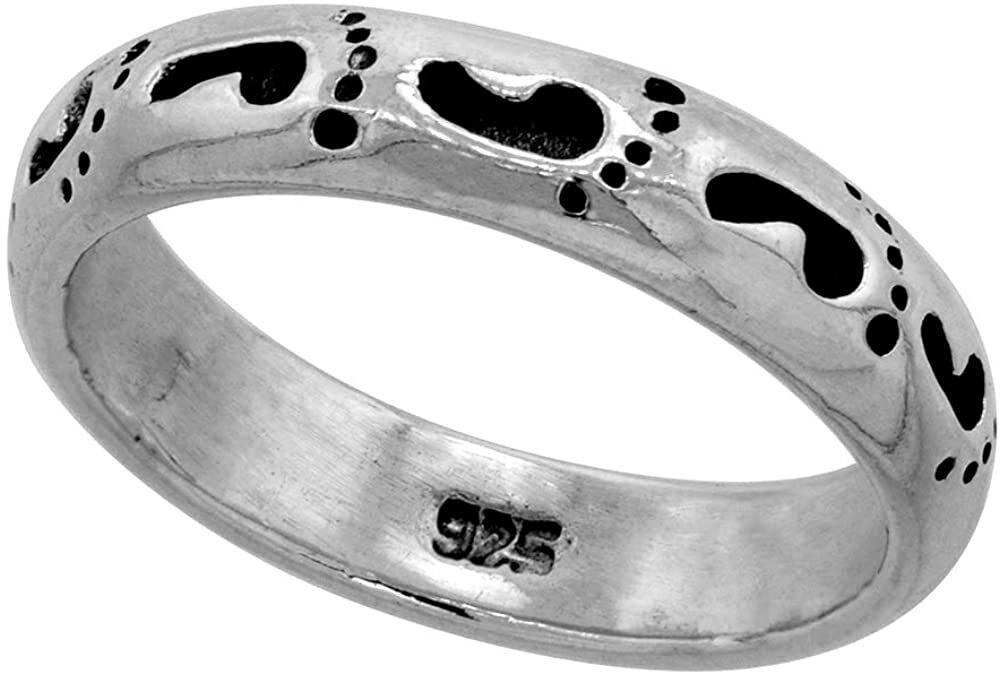 3mm Sterling Silver Footprints in The Sand Stackable Ring 1/8 inch Sizes 6 to 10