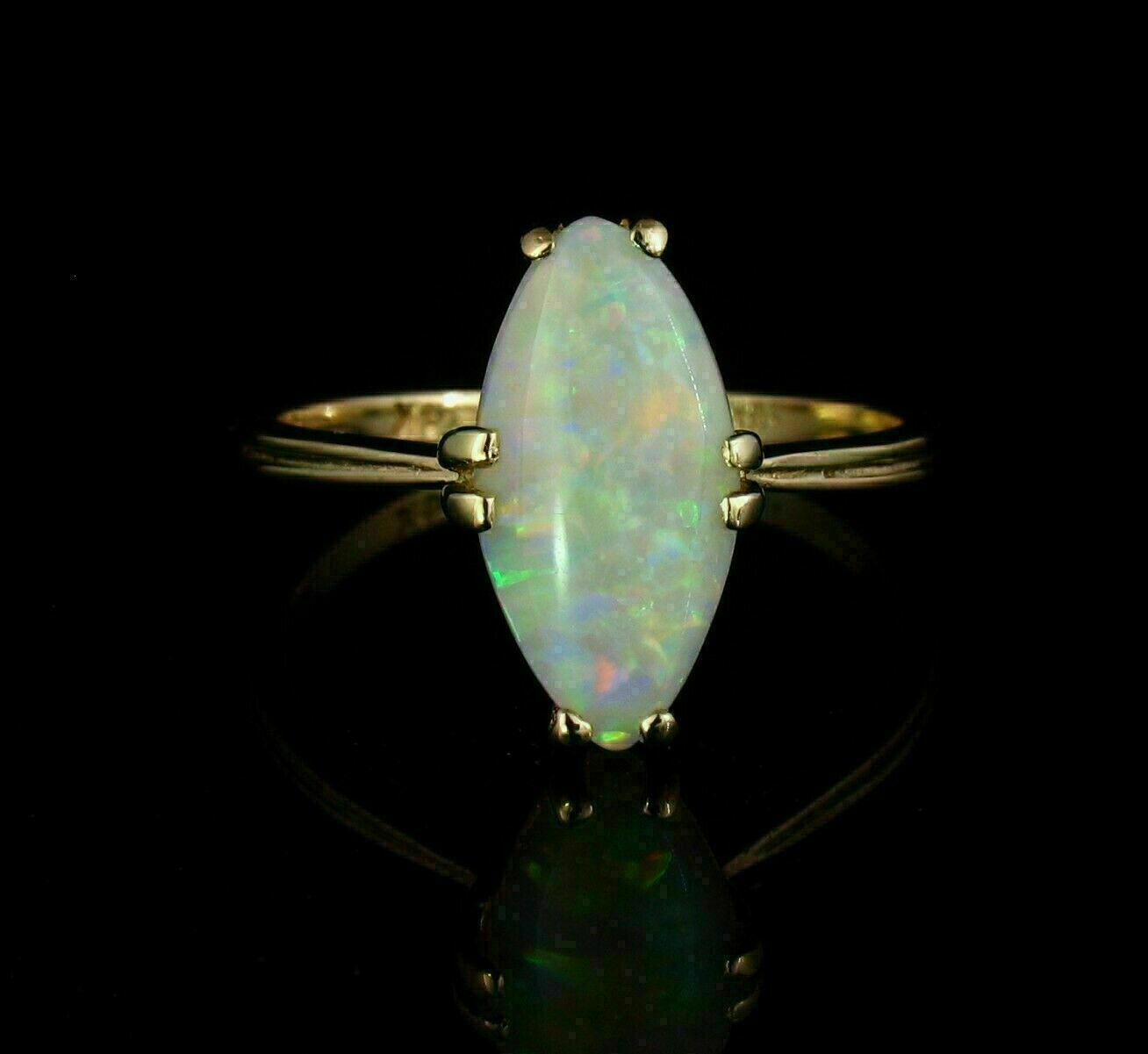 3Ct Marquise Cut Simulated Fire Opal Ring 14K Yellow Gold Plated Silver