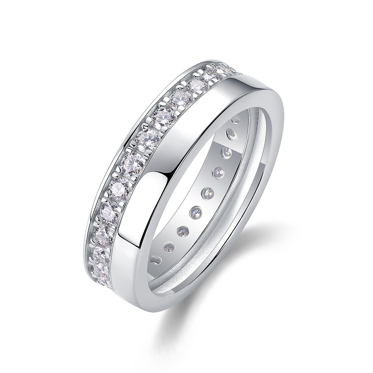 Real Moissanite Eternity Band Wedding Ring Pass Tester 925 Sterling Silver
