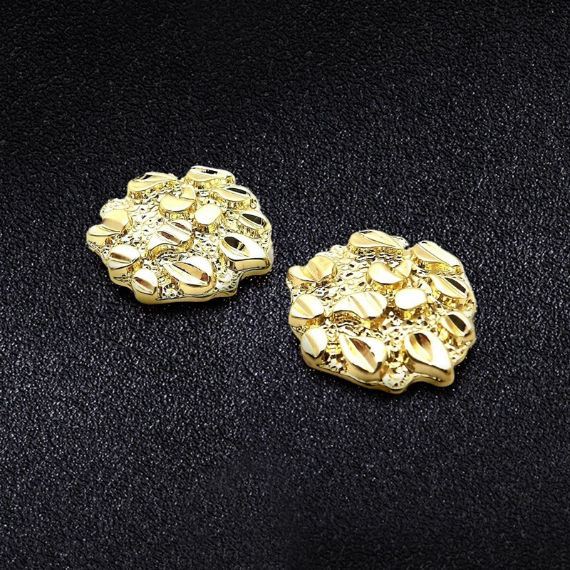 Magnetic Cookie Nugget Earrings Hip Hop Iced Gold plated Cubic Zirconia Earrings