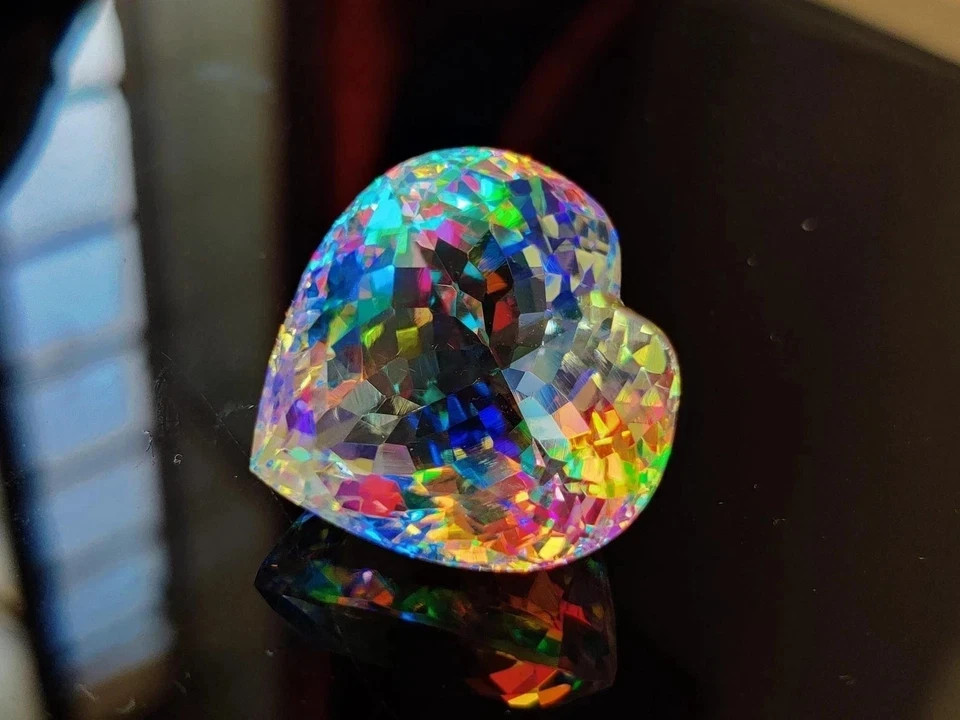 100 Ct Rainbow Mystic Topaz Heart Cut Faceted Loose Gemstone Certified