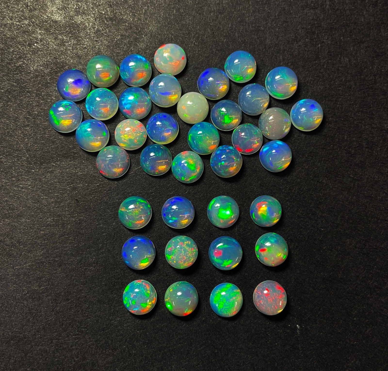 Natural Ethiopian Opal Round Cabochon Loose Gemstone Lot 4 Pcs 8 MM 5 CT