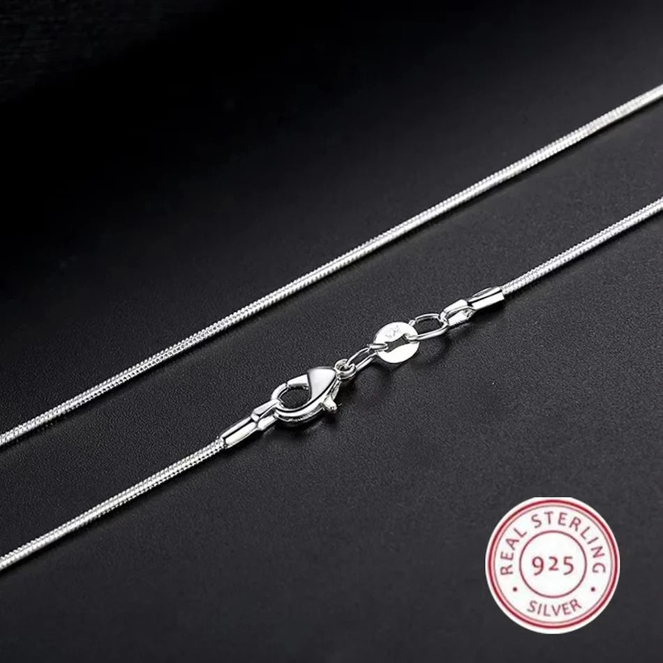 925 Sterling Silver Snake Chain Necklace Lobster Clasp DIY 40-75CM Women Men