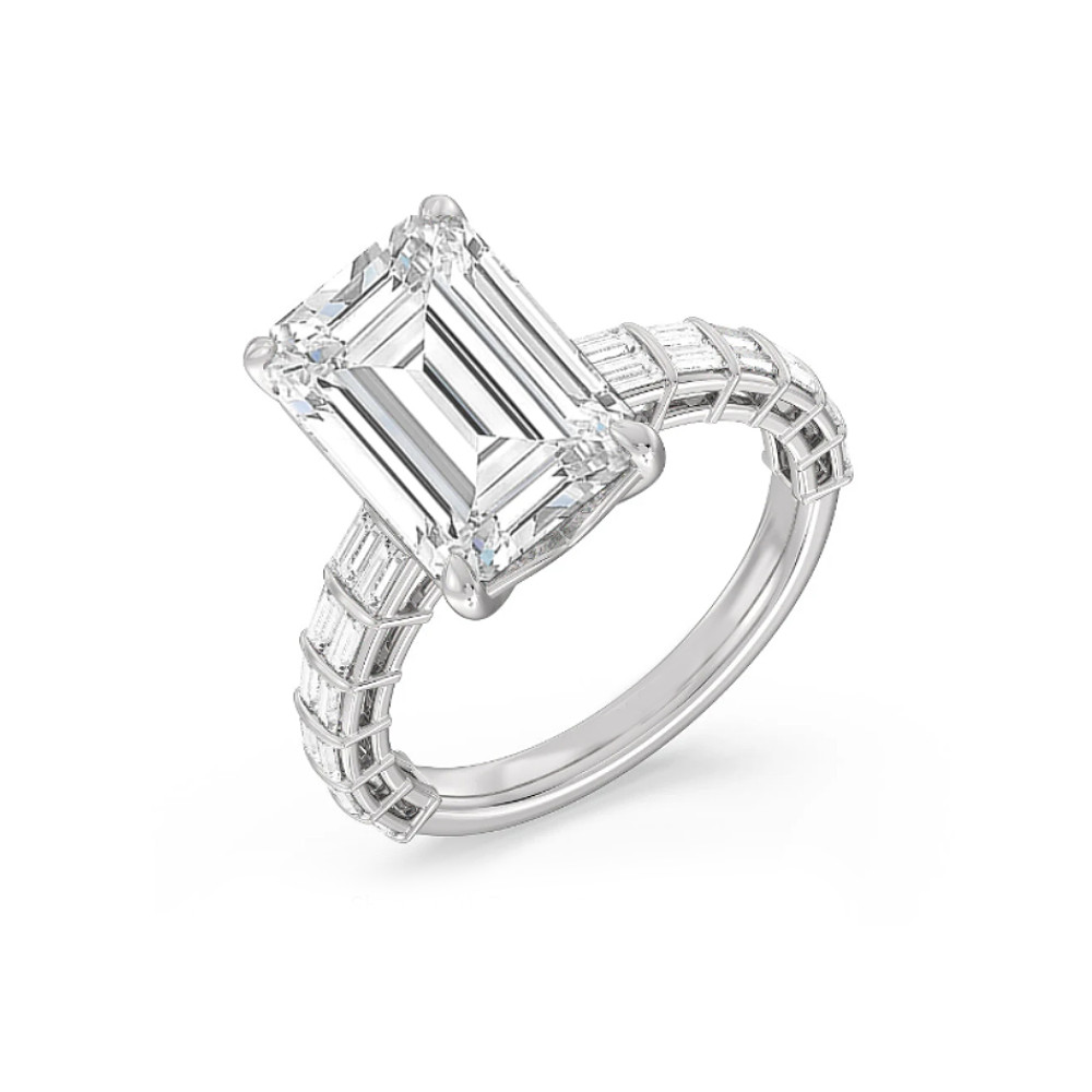 Sale ! Diamond Engagement Ring 14k White Gold IGI Lab Grown 6.50 Ct Emerald Cut