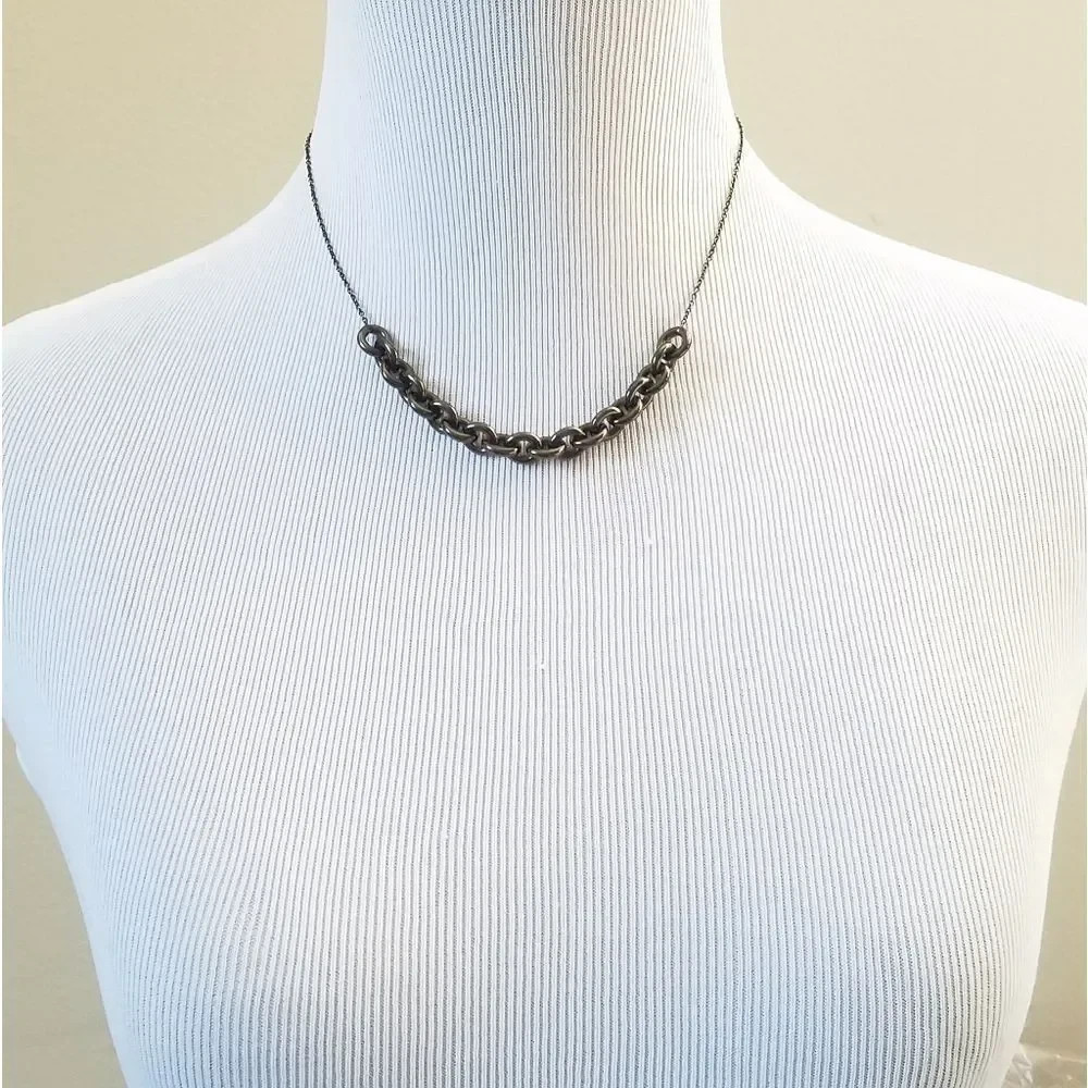 casual dark metal chain necklace – 17 inches
