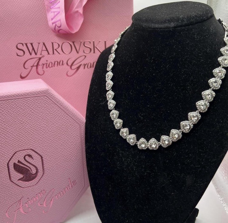 Swarovski Ariana Grande Tennis Necklace Mixed cuts, Heart Rhodium plated 5720857