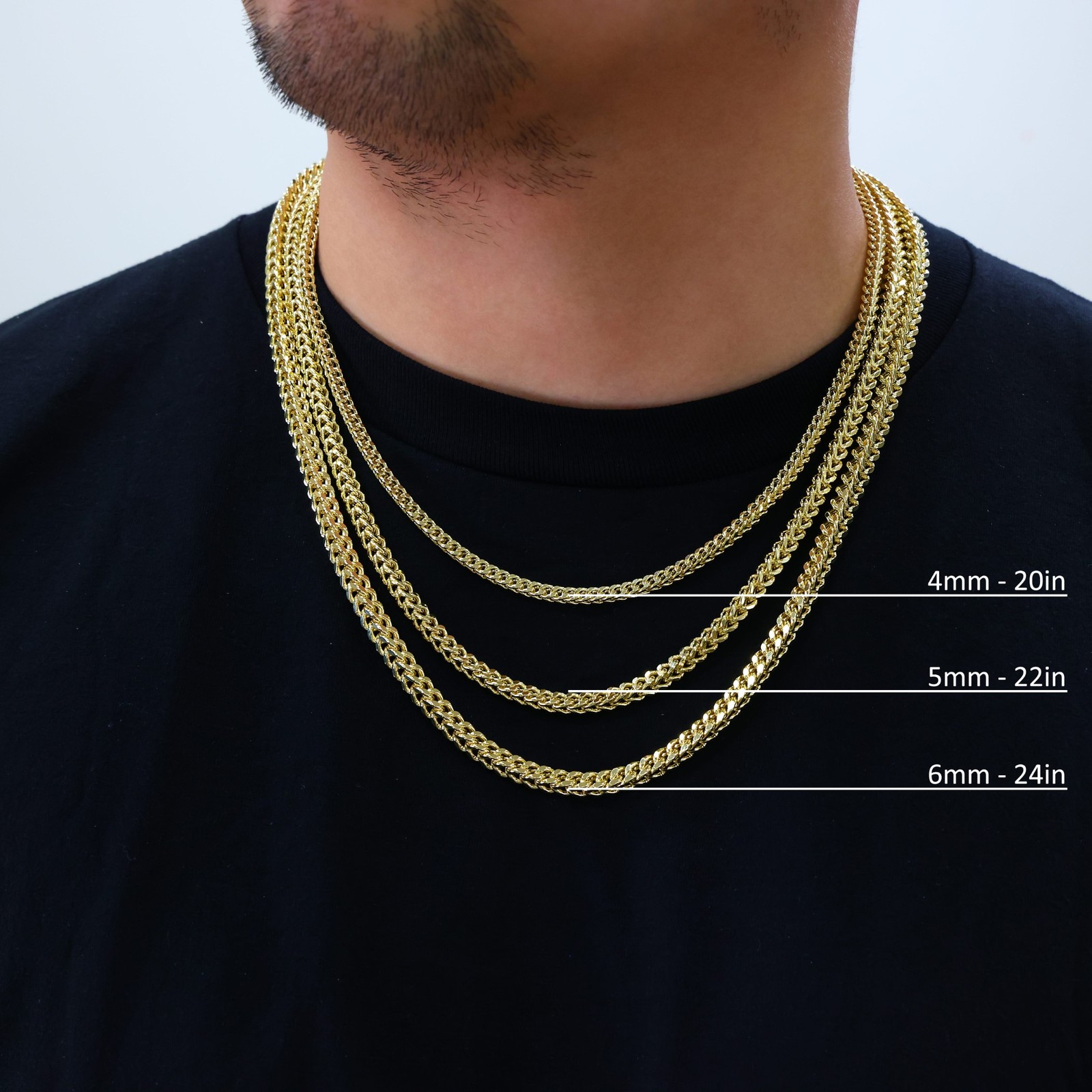 10k Yellow Gold 1.5mm-6mm Franco Square Box Necklace Bracelet Chain 7″ – 30″