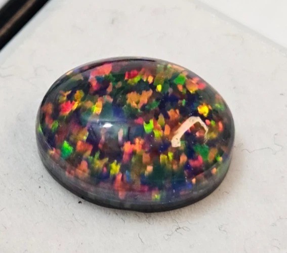 Australian Black Fire Opal 10+ Ct Oval Cabochon Natural Loose Certified Gemstone
