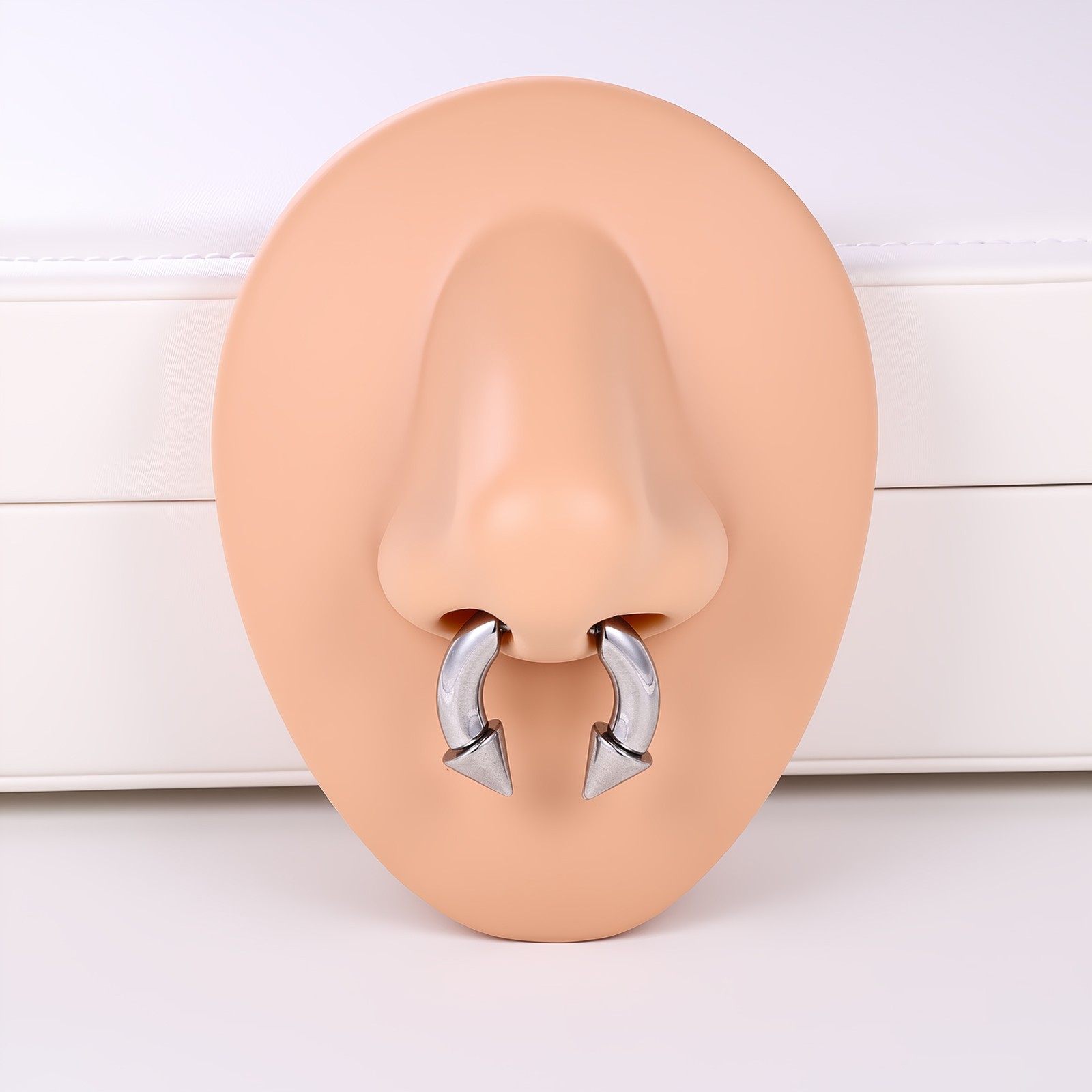 1 Pc 16G Stainless Steel Nose Rings Threadless Push-in Horn Ball Septum Piercing