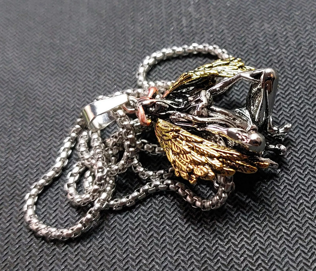 Devil Angel Jewelry Vintage Silver Color Sexy Woman Gothic Pendant Necklace