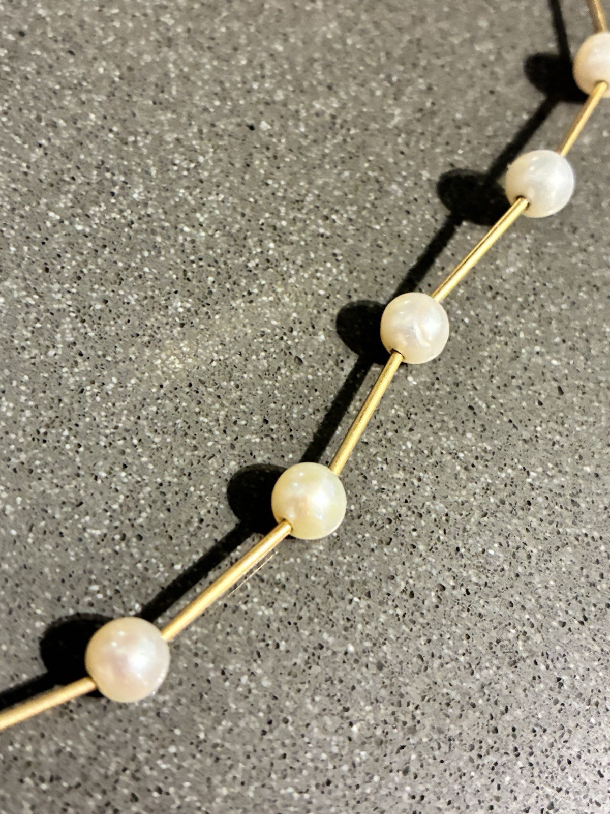 PETER BRAMS 14K YELLOW GOLD AKOYA CULTURED PEARL STATION NECKLACE 16.5” 6.80g
