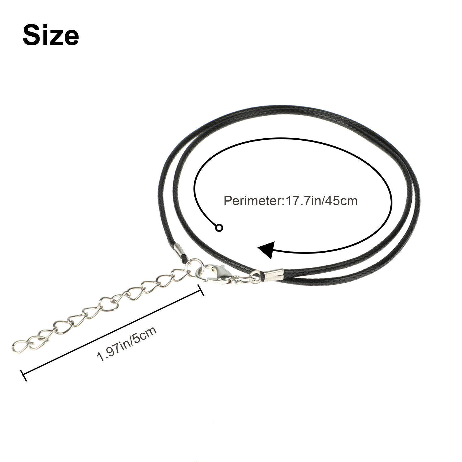 50PCS Black Waxed Necklace Cord for Jewelry Making Braided Leather Rope Chain US