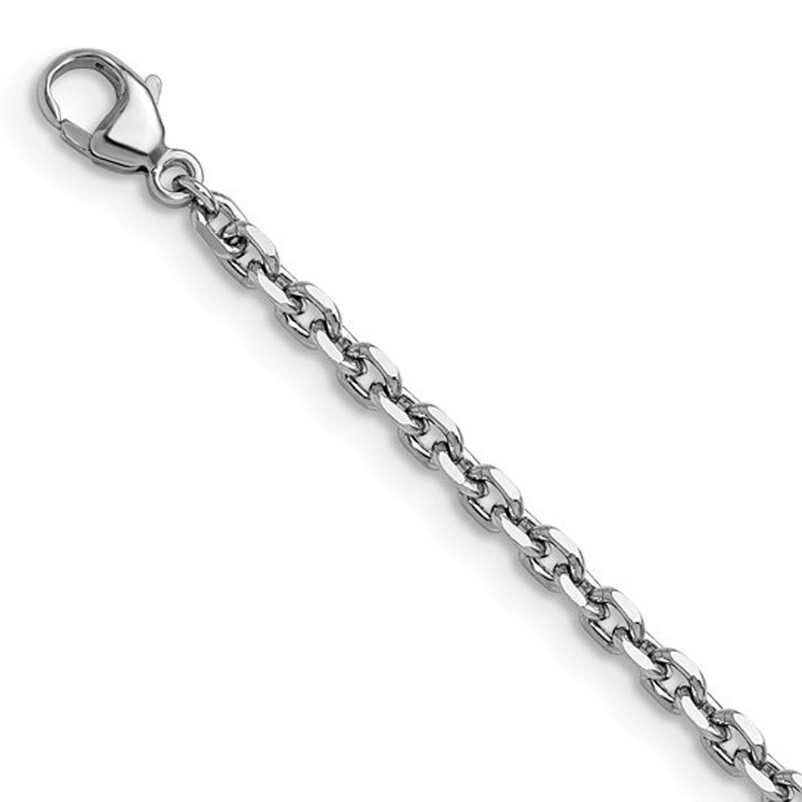 2.6mm Platinum Diamond Cut Solid Cable Chain PT950 16″ 18″ 20″ 24″ 30″