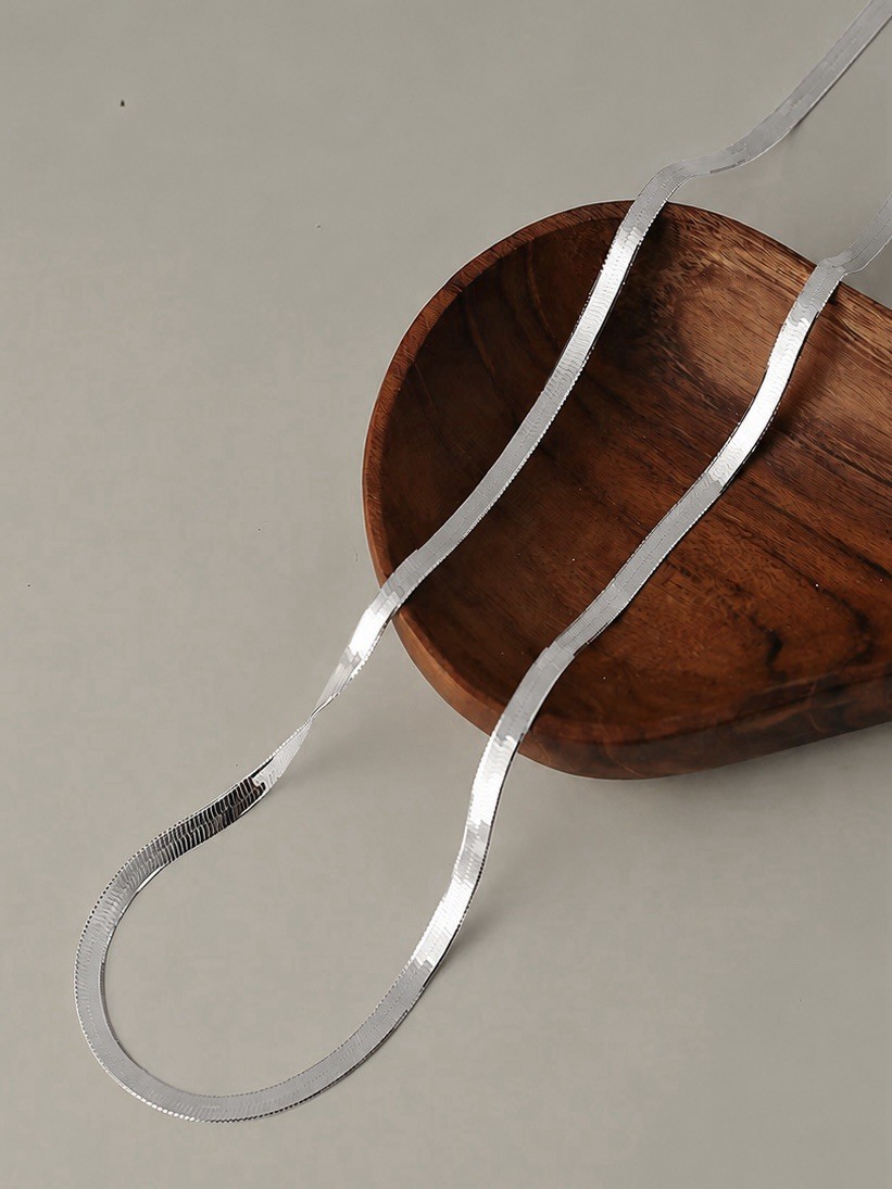 Gold or Silver 4mm Flat Herringbone Chain Choker Necklace 40cm + 4cm Extender