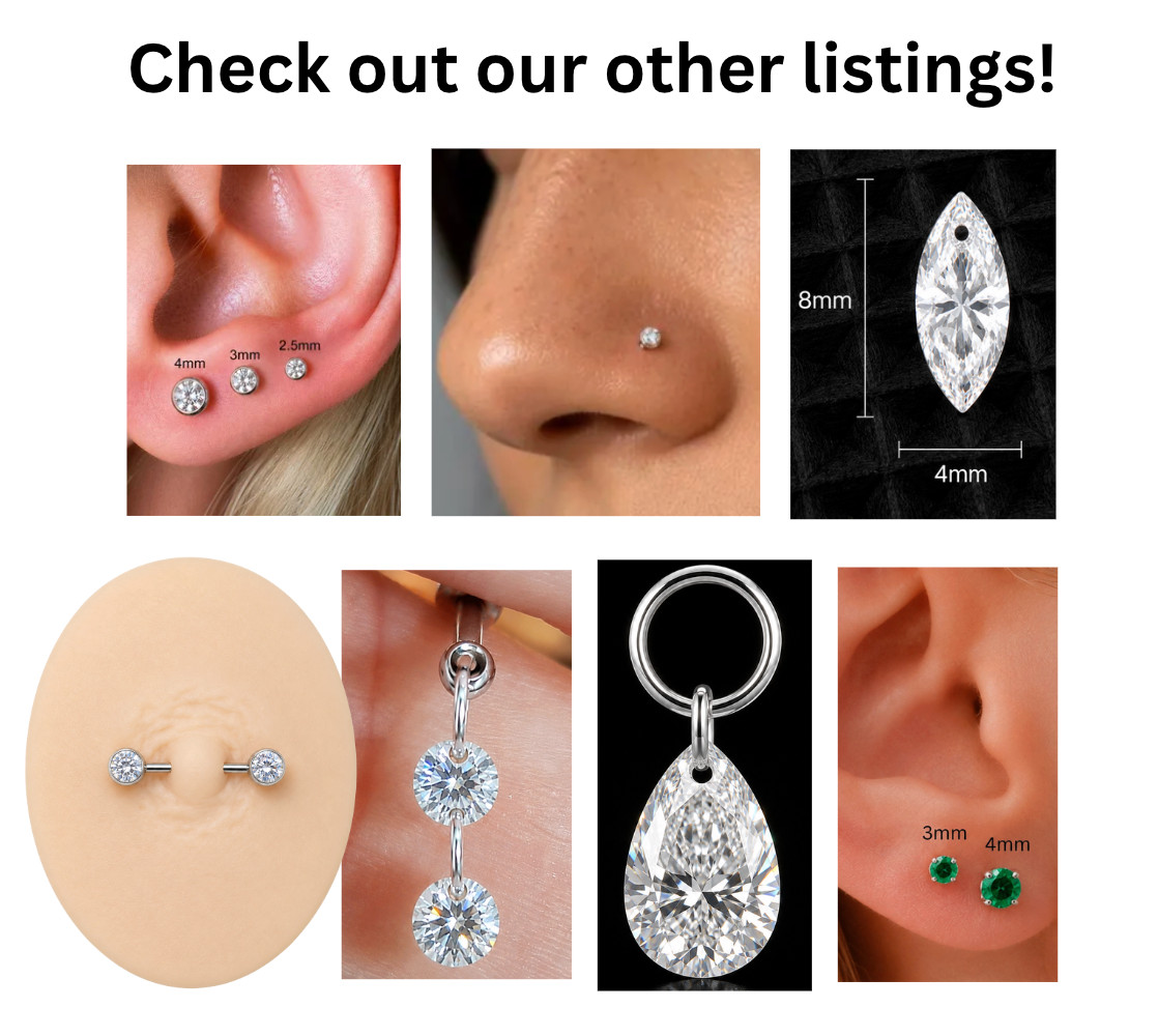 Implant Grade Titanium L-Shape Nose Ring Moissanite (2mm or 3mm) 14k Gold Plated
