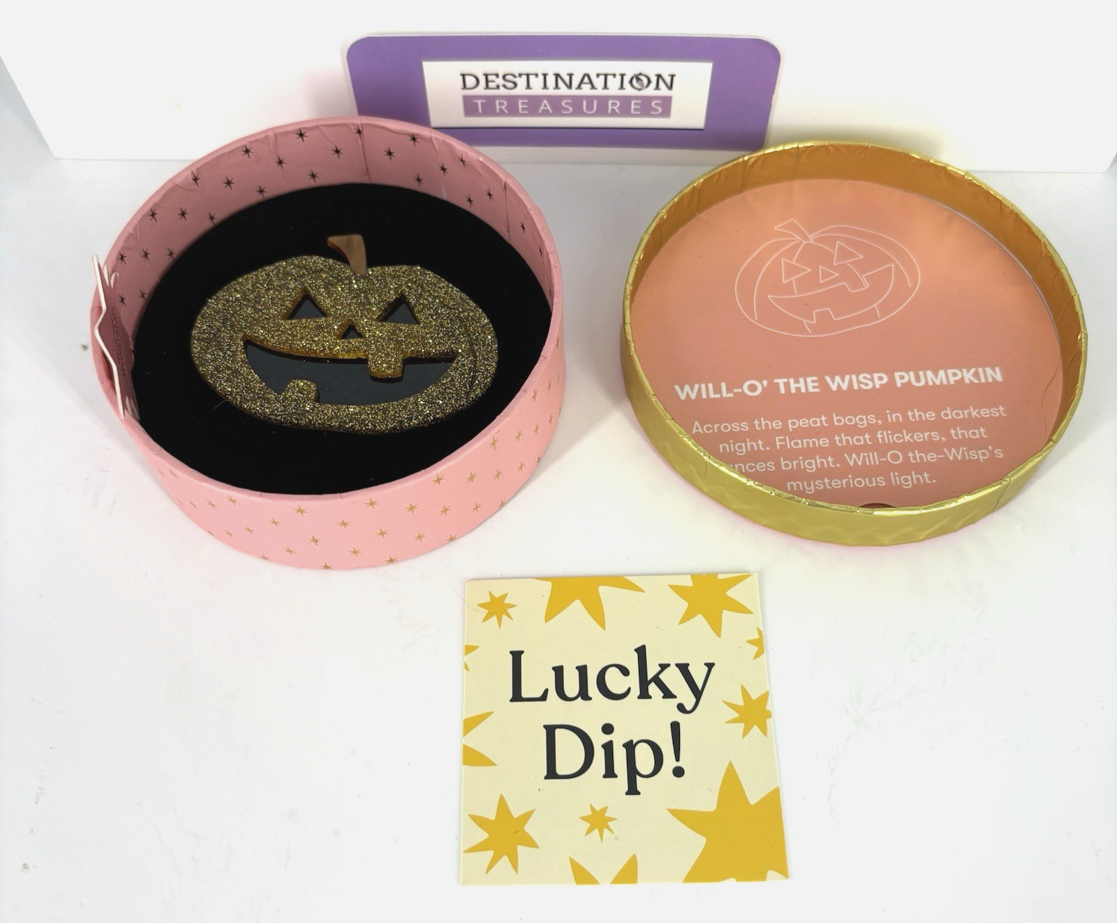 Erstwilder Lucky Dip Will-O’ The Wisp Pumpkin 2023 Halloween Goldish Glitter NIB