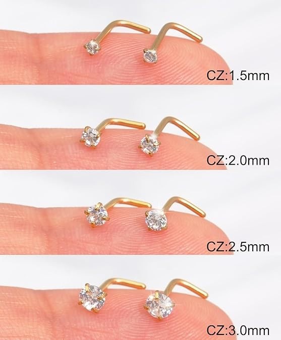 Nose Rings Studs Set for Women Men: 8Pcs 18G 20G 22G 20G/0.8mm, Gold