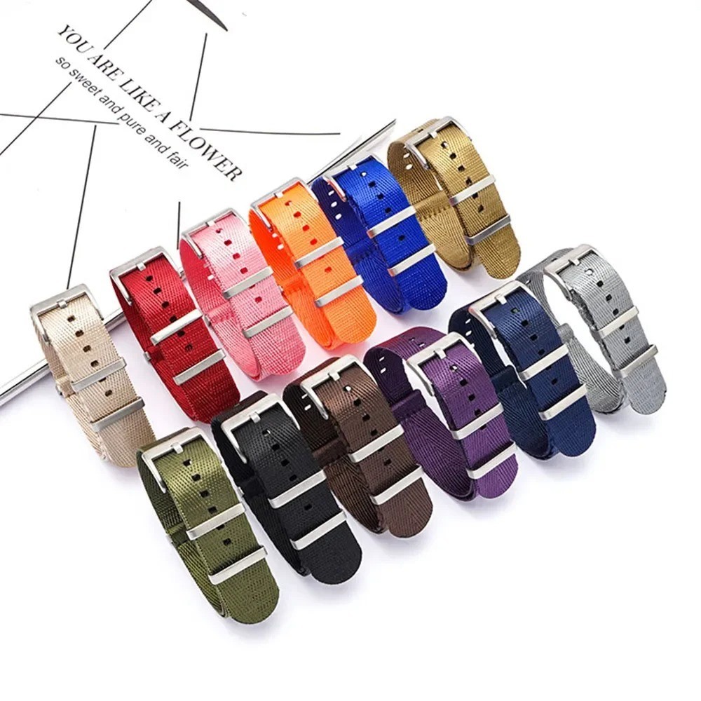 18mm 20mm 22mm 24mm Canvas Military Nylon Watch Strap Band