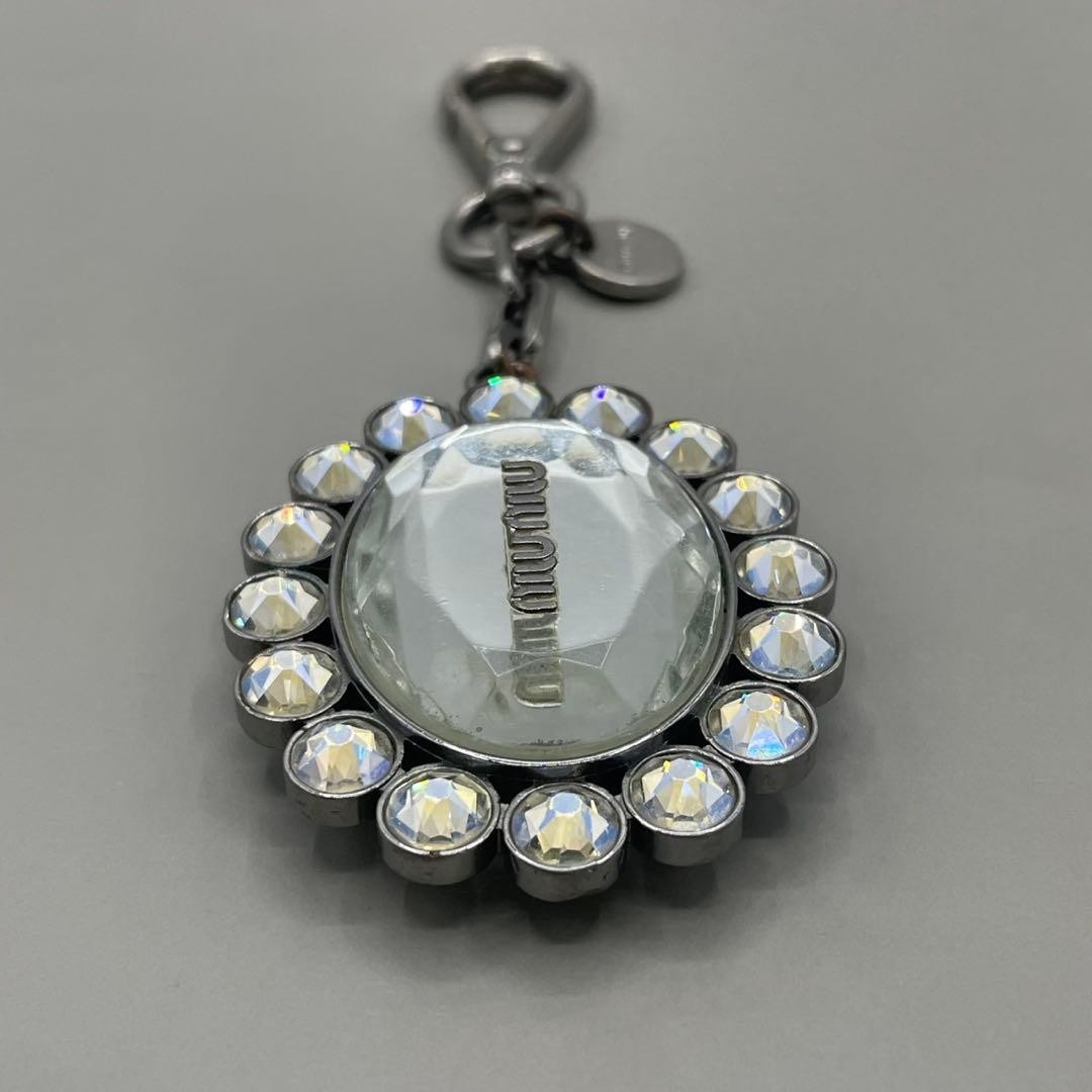 Miu Miu Crystal Silver Bijou Keychain Used / Authentic with Refund Guarantee