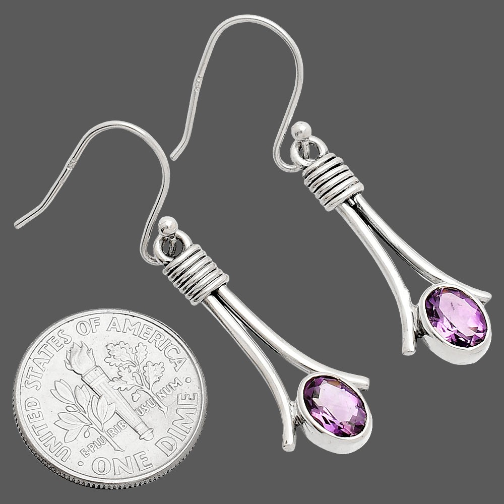 Natural African Amethyst 925 Sterling Silver Earrings Jewelry E-1046