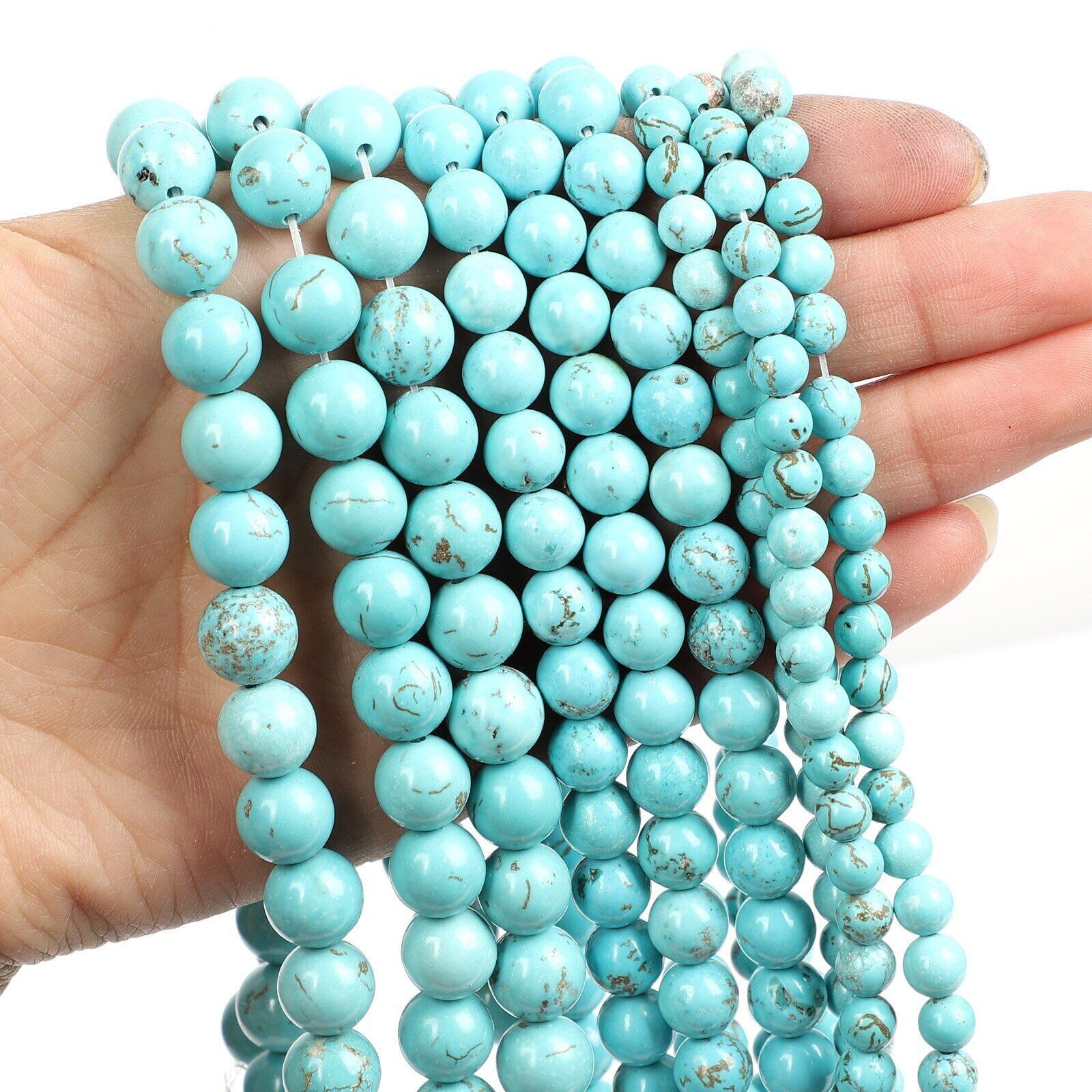 Natural-Gemstone Round Spacer Loose Beads Jewelry Making 4mm 6mm 8mm 10mm 12mm