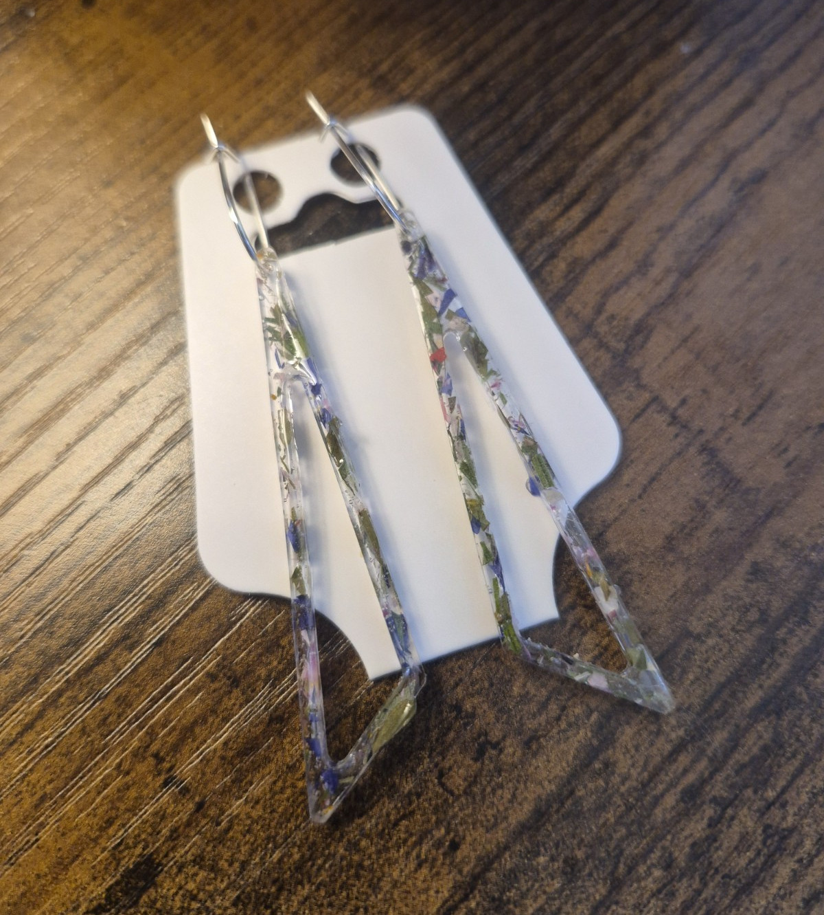 Clear Acrylic Geometric Triangle Dangle/Drop Hook Earrings for Lobe, No Stone
