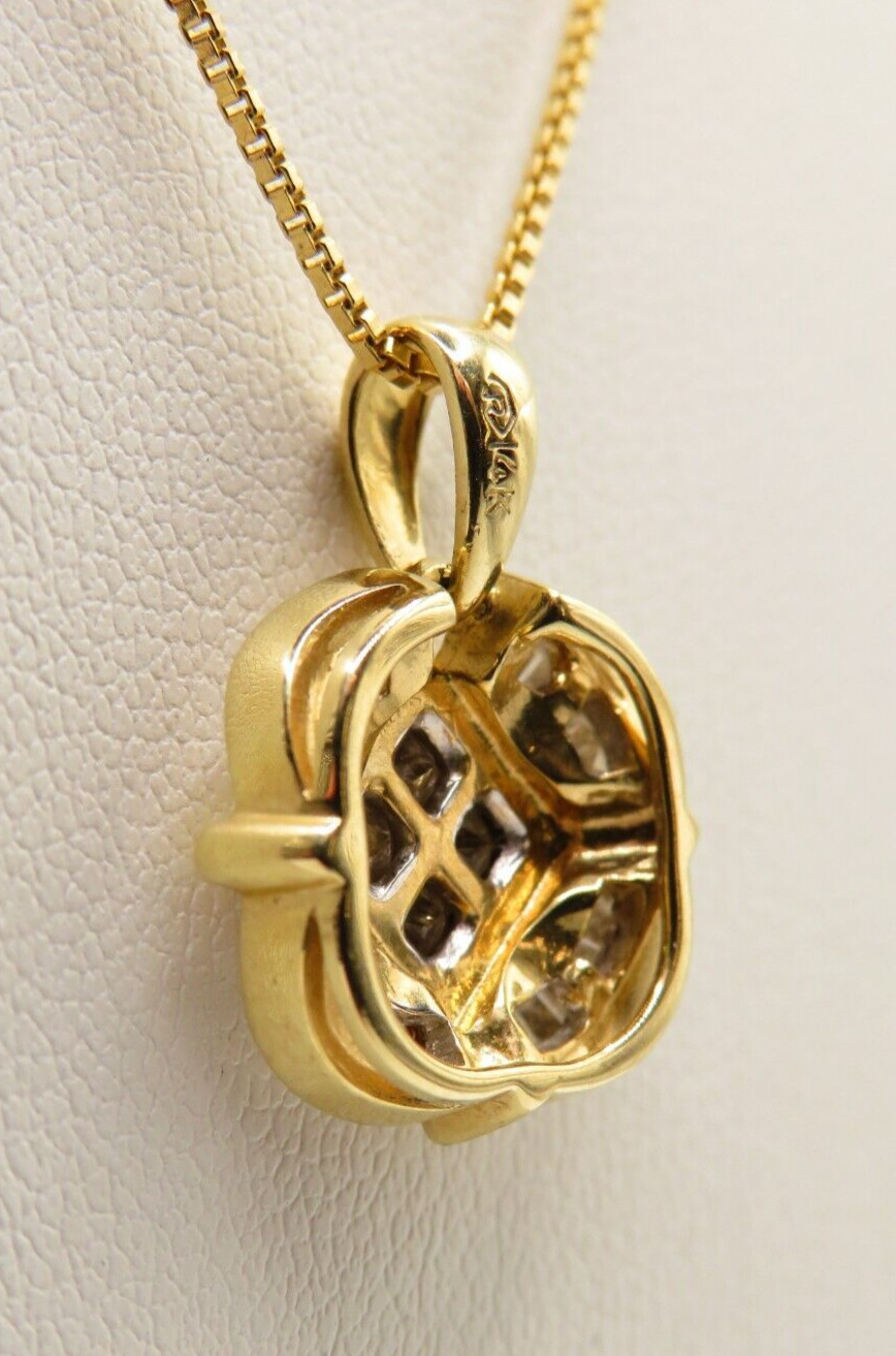 14K YELLOW GOLD PENDANT w 4 PRINCESS CUT & 22 TAPERED BAGUETTE DIAMONDS – ¾” H*