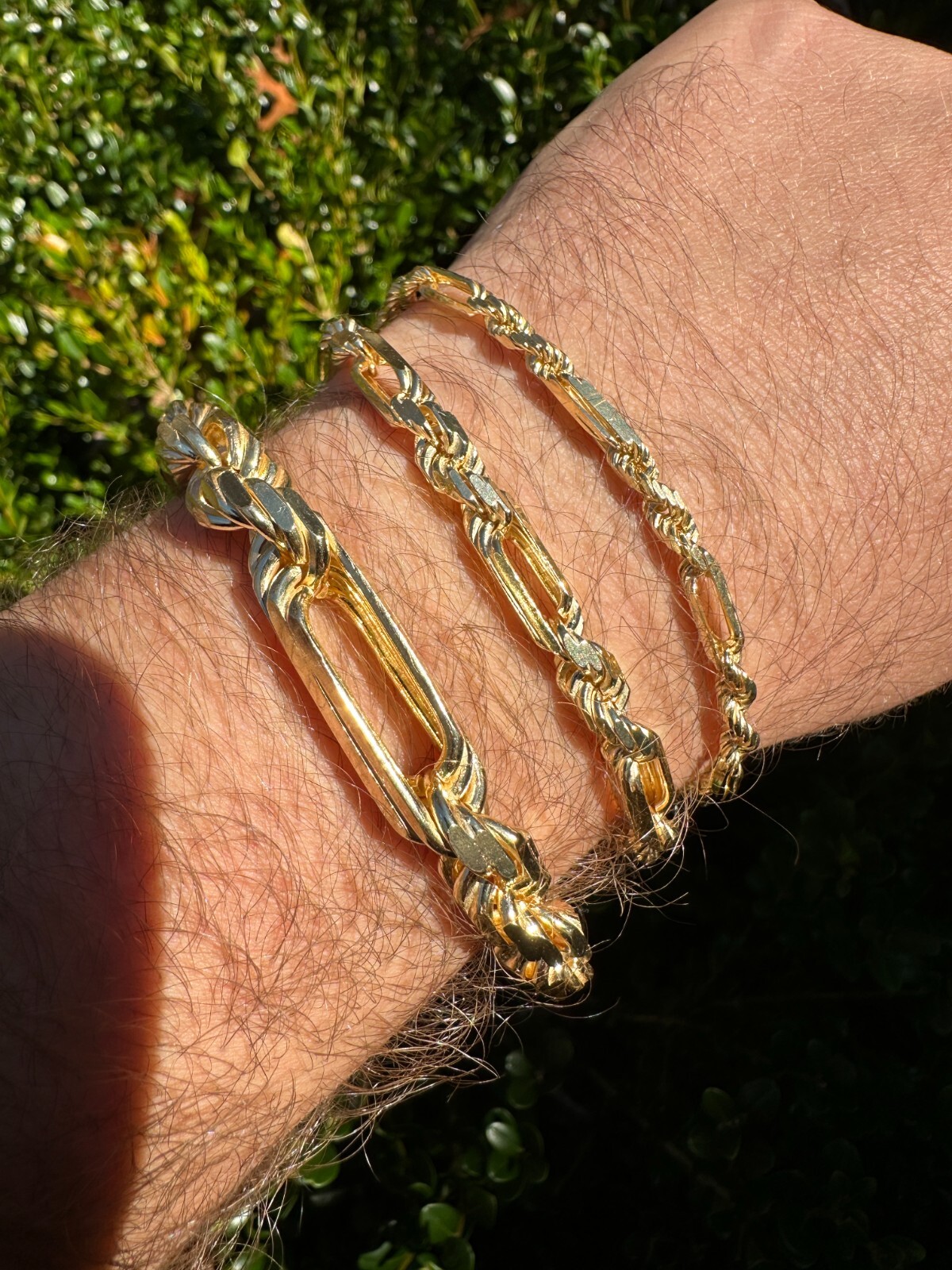 FigaRope Milano Chain Real Solid 14K Gold Plated 925 Silver Necklace Bracelet
