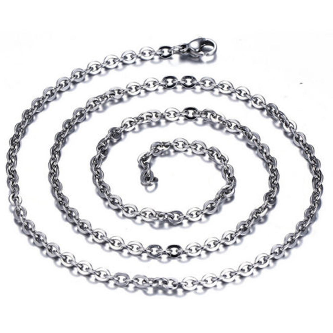 1.5-3.2mm 16″-32″ Wholesale In Bulk Stainless Steel Silver Oval Chain Necklace