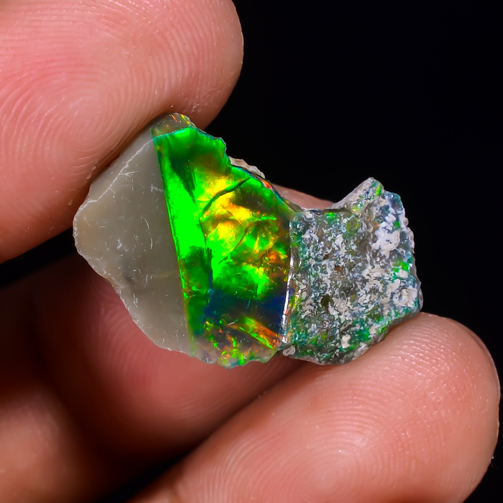 7 ct Natural Black Opal Rough Ethiopian, Fire Opal Gemstone, 22×13 MM Welo Opal