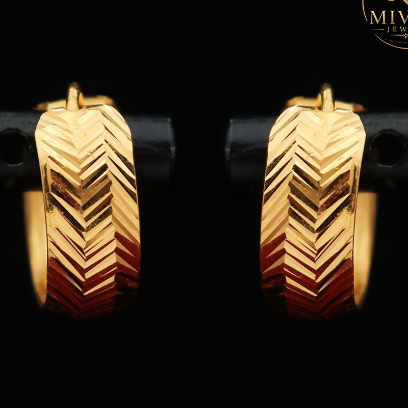 22K Yellow Gold Wire Hook Earrings 2.93g 1.5cm Elegant Mini Fine Jewelry