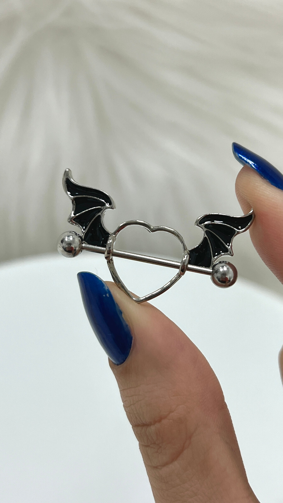 Nipple rings Barbells surgical steel Heart wings design Sold as a pair