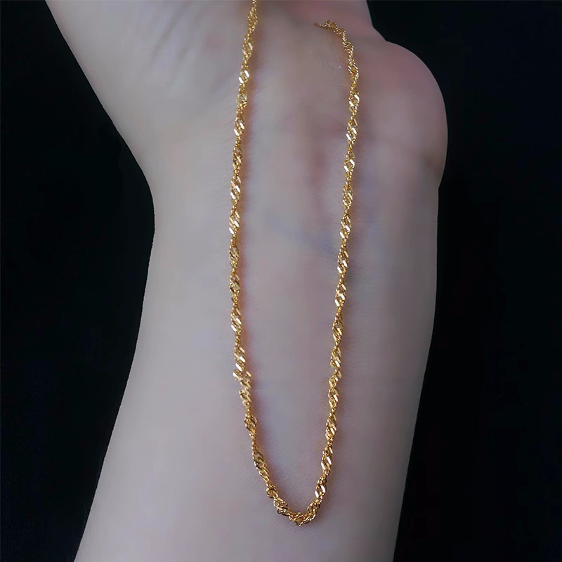 Stamped Au750 Solid 18k yellow Gold Necklace Women Gold Chain 46cm-