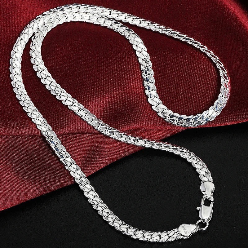925 Sterling Solid Silver Chain Necklace Jewelry for Women Men Fashion Gift
