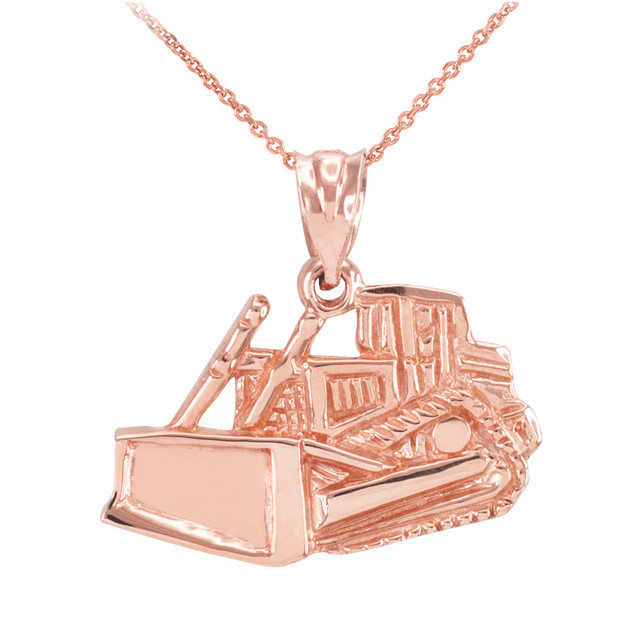 Gold Bulldozer Pendant Necklace (Available in Yellow/Rose/White Gold)