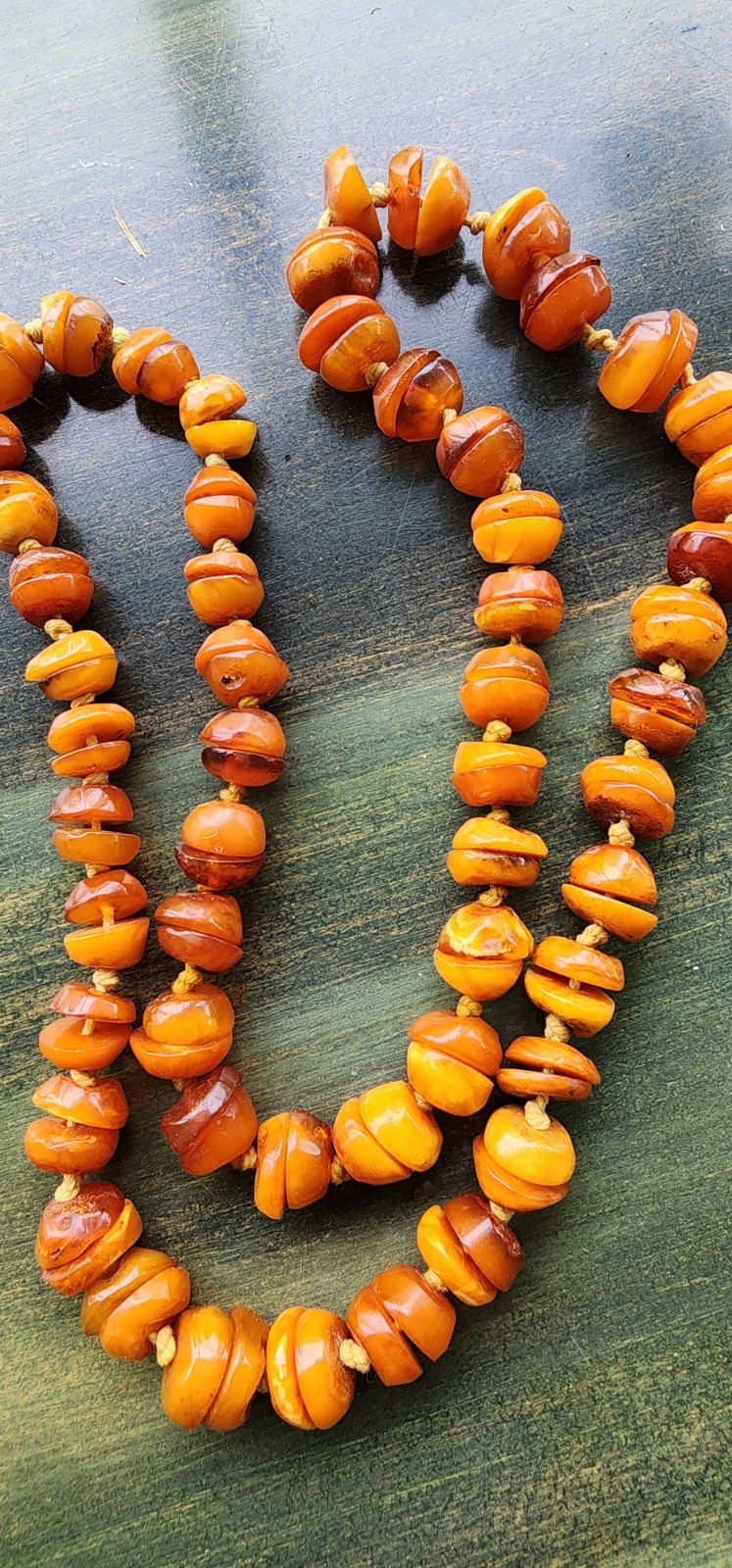 Style): Antique Butterscotch Baltic Amber Beaded Endless Necklace 28 In 57 Grams