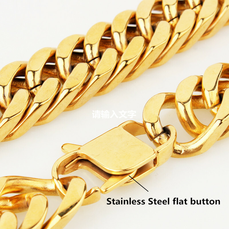10-17mm Wide Silver Tone/Gold Stainless Steel Curb Cuban Chain Necklace for Men