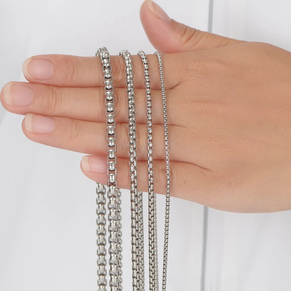Stainless Steel Curb Chain Necklace 2-6mm Classic 14-40 Inch Long Men Jewelry