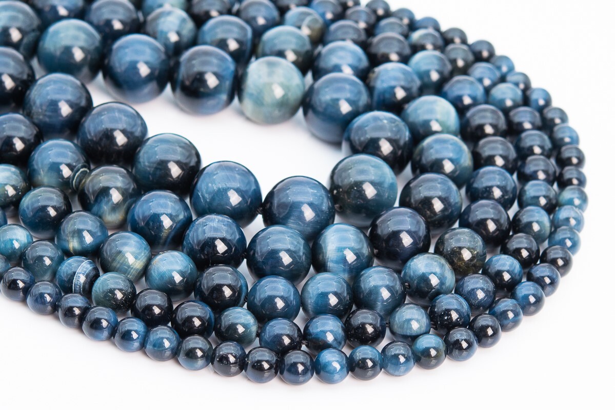 Natural Hawk Eye Gray Blue Tiger Eye Grade AAA Round Loose Beads 5-6/7-8/10/12MM
