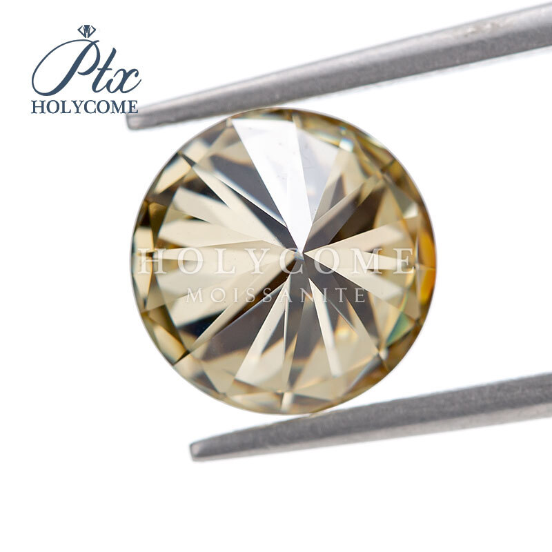 Champagne Color Round Cut Moissanite Diamond Loose Gemstone VVS1 GRA Certified