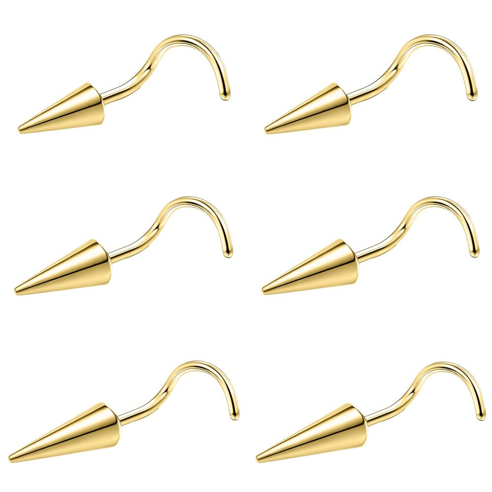 6 Pcs/lot 20g Stainless Steel Spike Nose Stud L/S-Shape Nostril Piercing 6-10MM